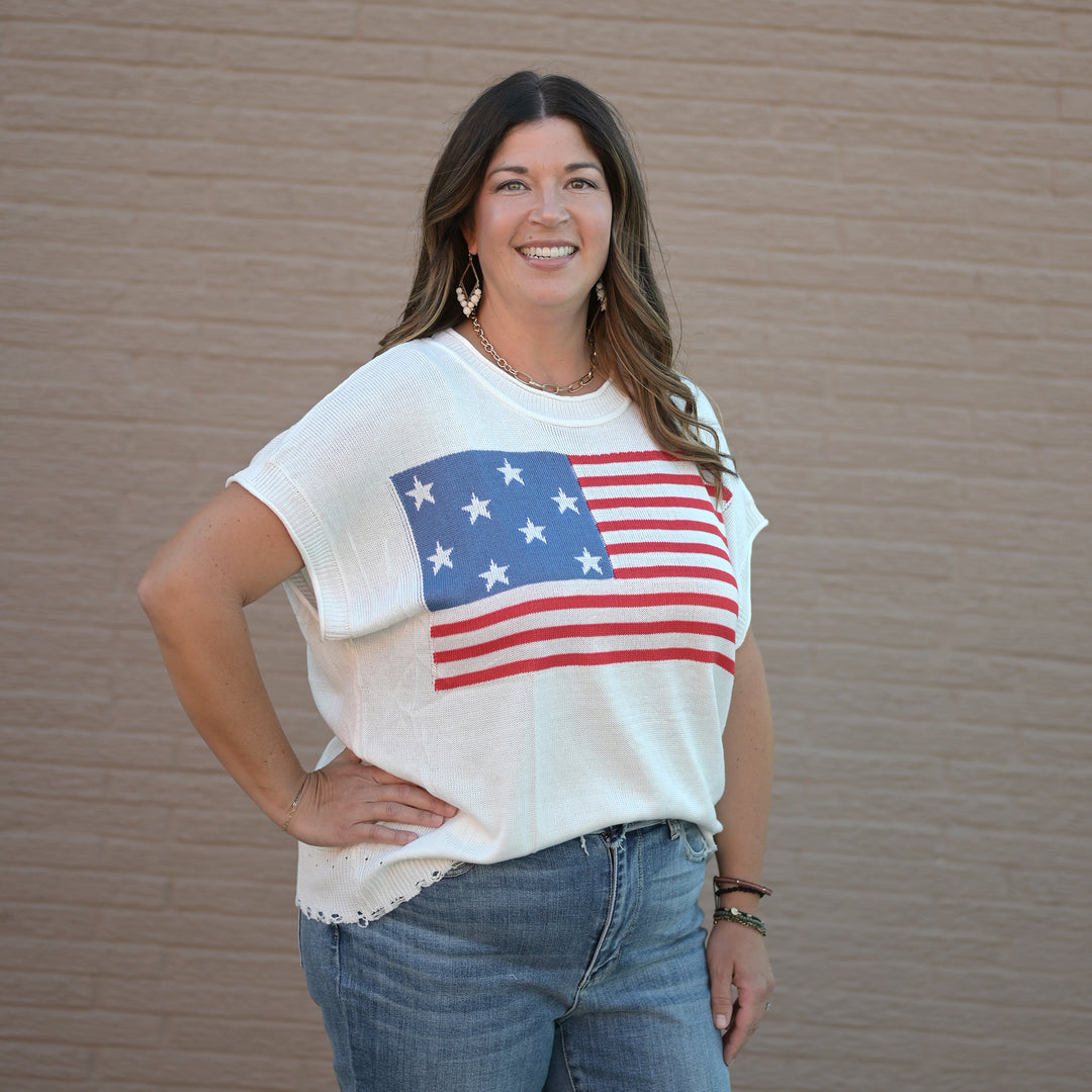 Vintage Flag Sweater Top