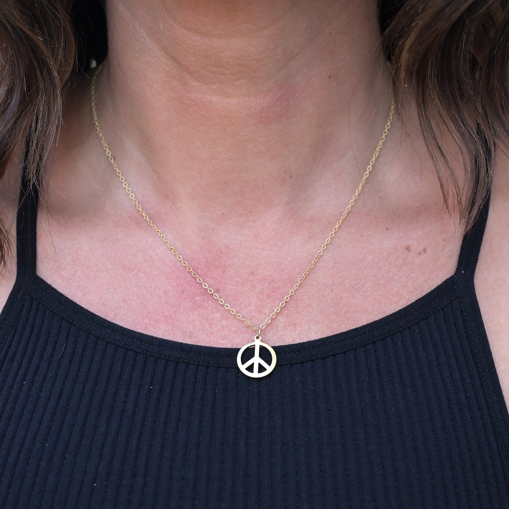14K Gold Peace Sign Necklace - Jewelry