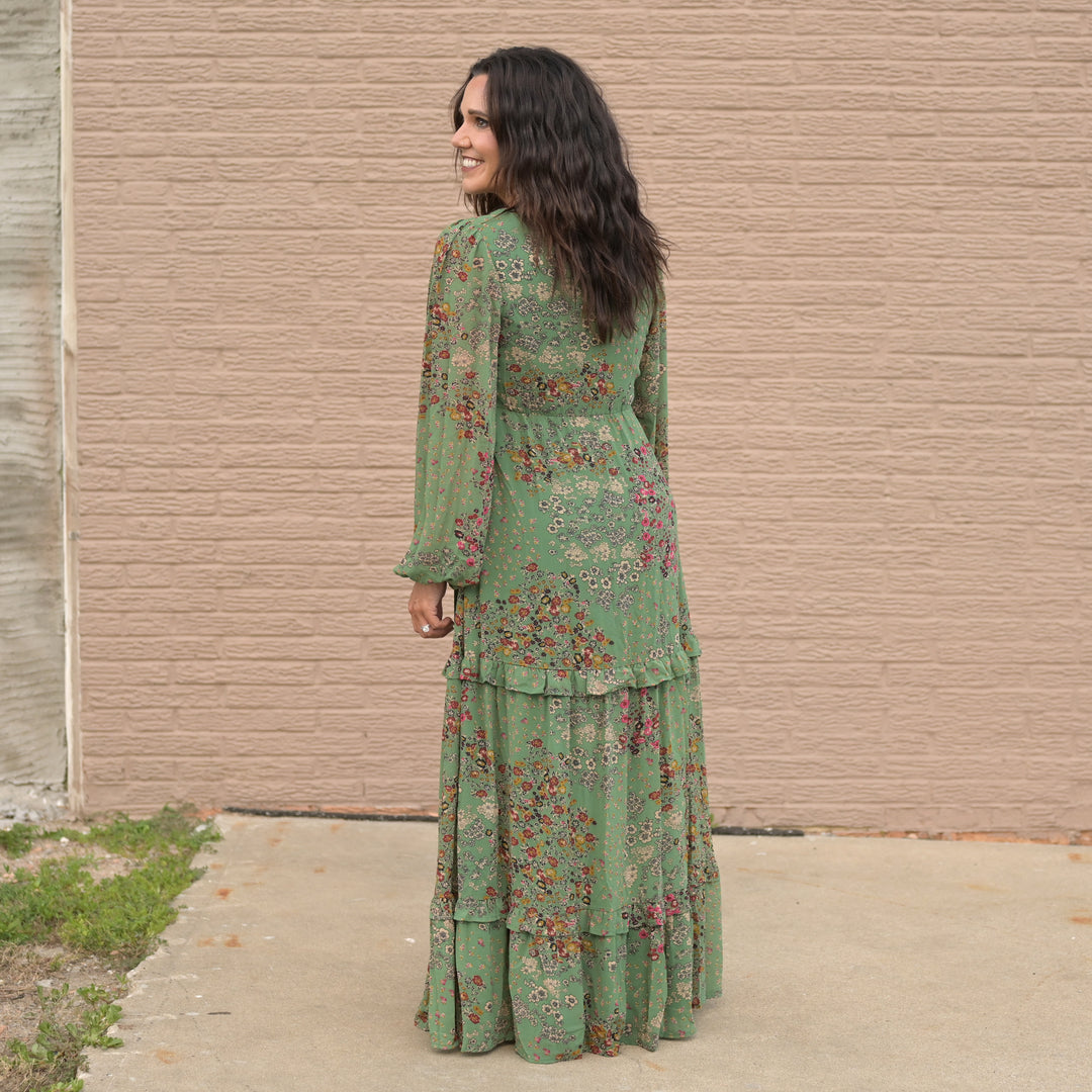 Green Slit Maxi Dress