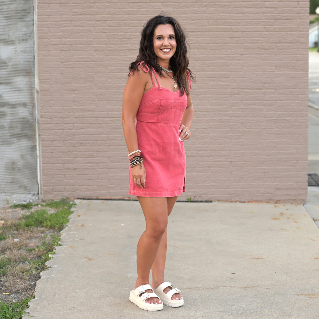 red denim mini dress Corbin Red Denim Halter Neck Mini Dress - US 18