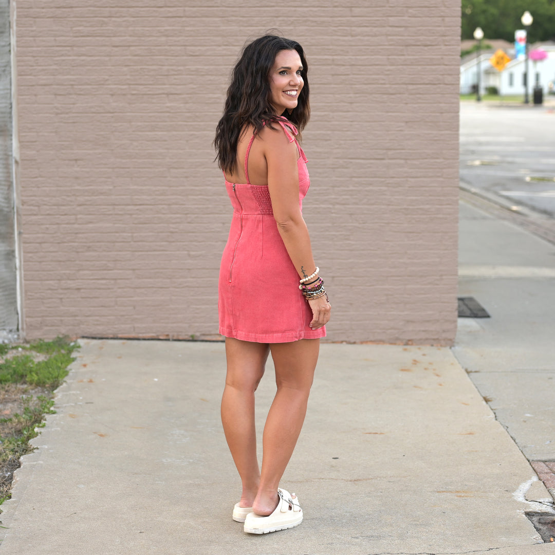 Red Denim Mini Dress