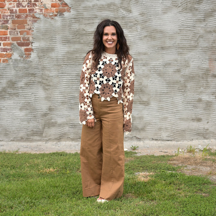 Crochet Crop Bell Sleeve Top