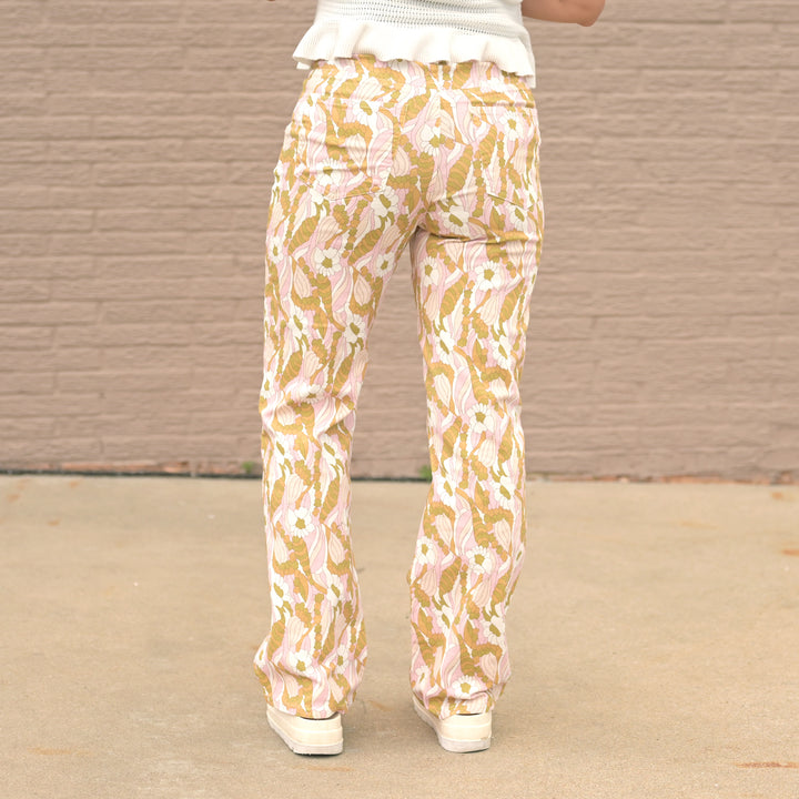 Retro Floral Stretch Denim