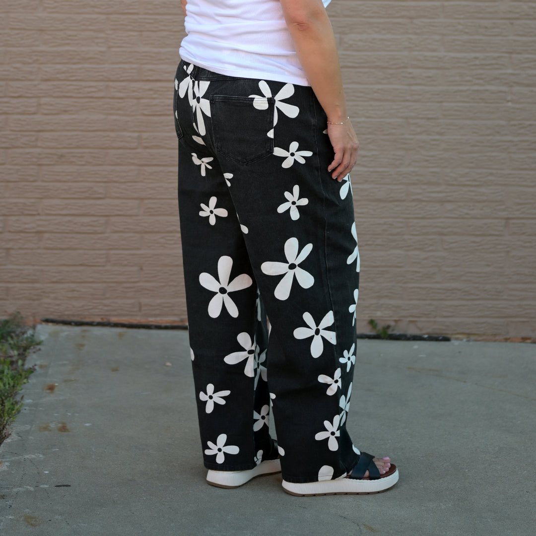 White Flower Black Jeans