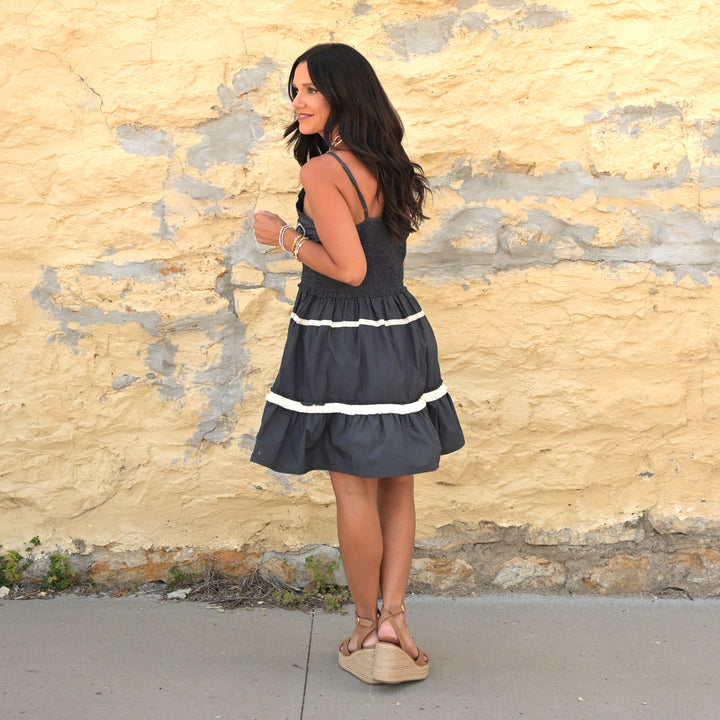 Smocked Waist Cotton Midi Dress