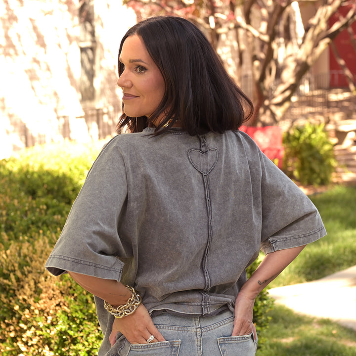 Heart Front Washed Terry Top